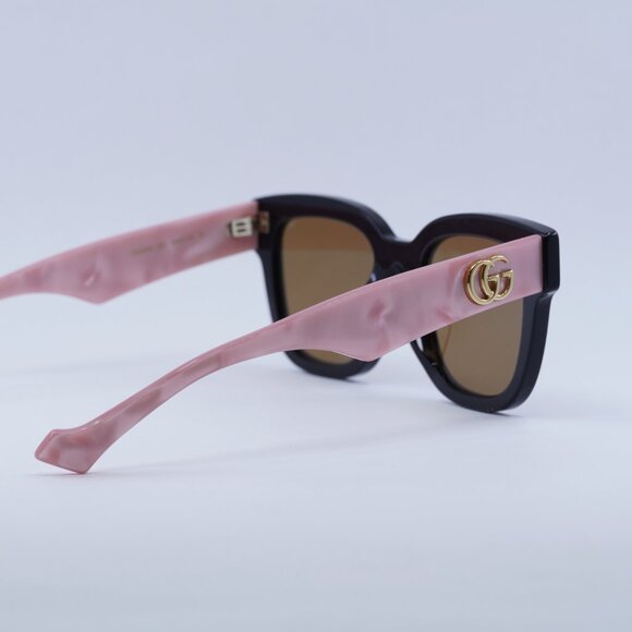 Gucci GG0998S 005 Sunglasses Black/Pink Square Frame, Brown Lenses main image 7